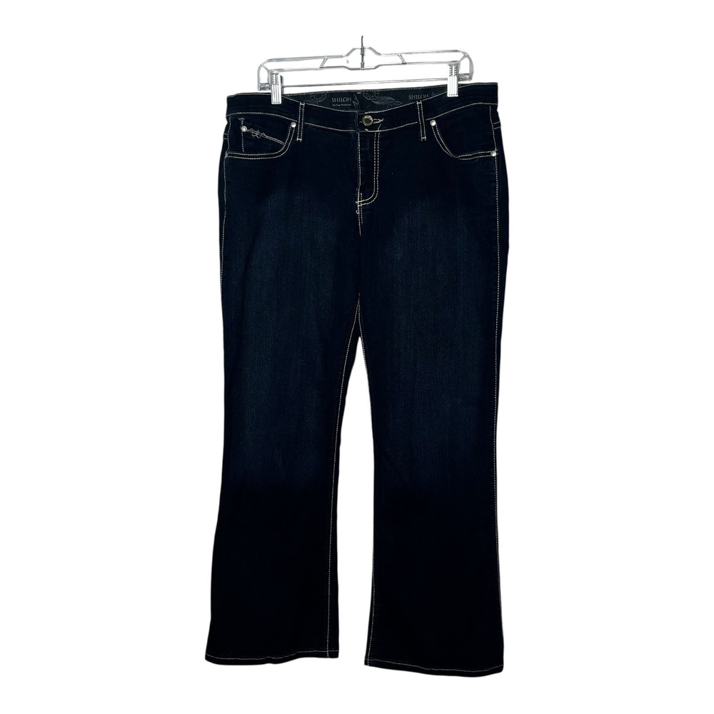 Wrangler Shiloh No Gap Waistband Bootcut Jeans Dark Wash Rhinestone 13/14‎ x 30